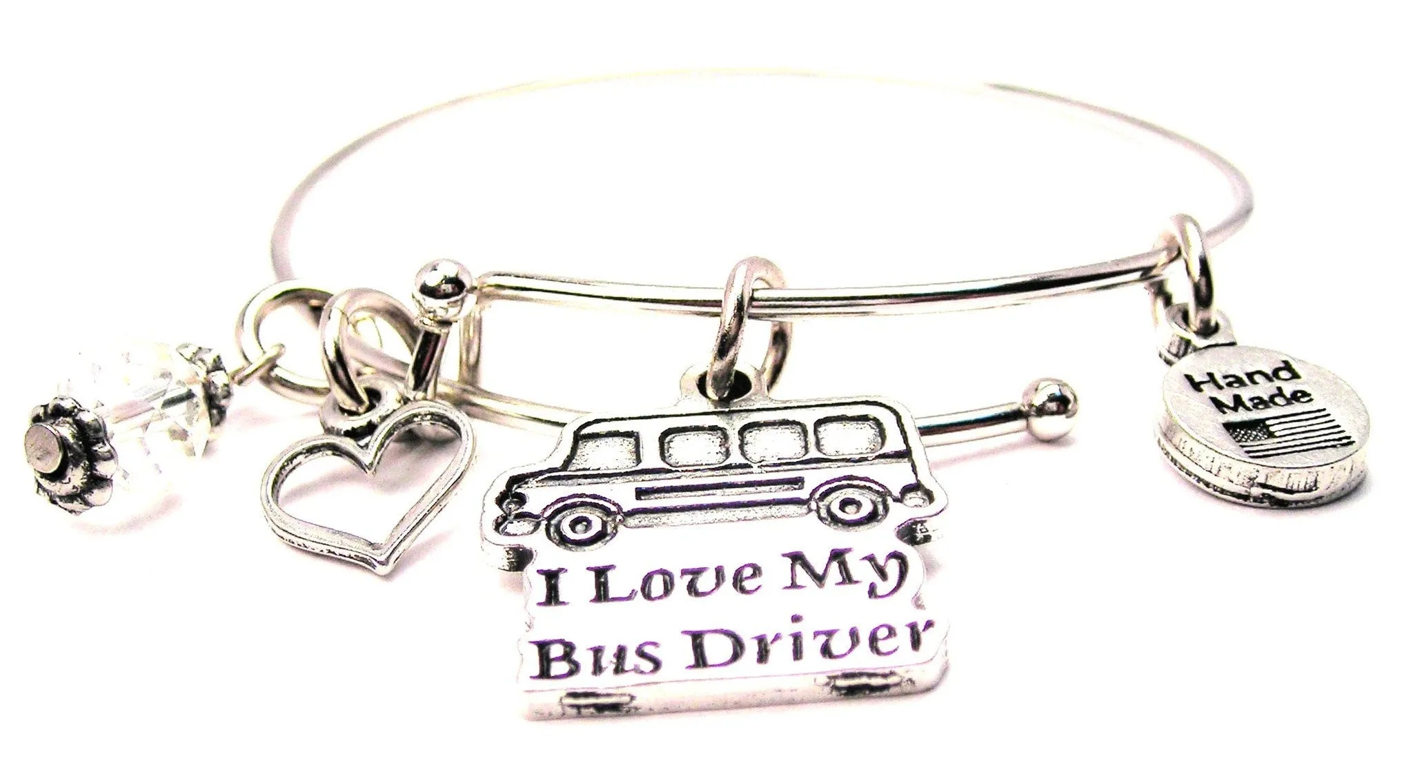 I Love My Bus Driver Bangle Bracelet