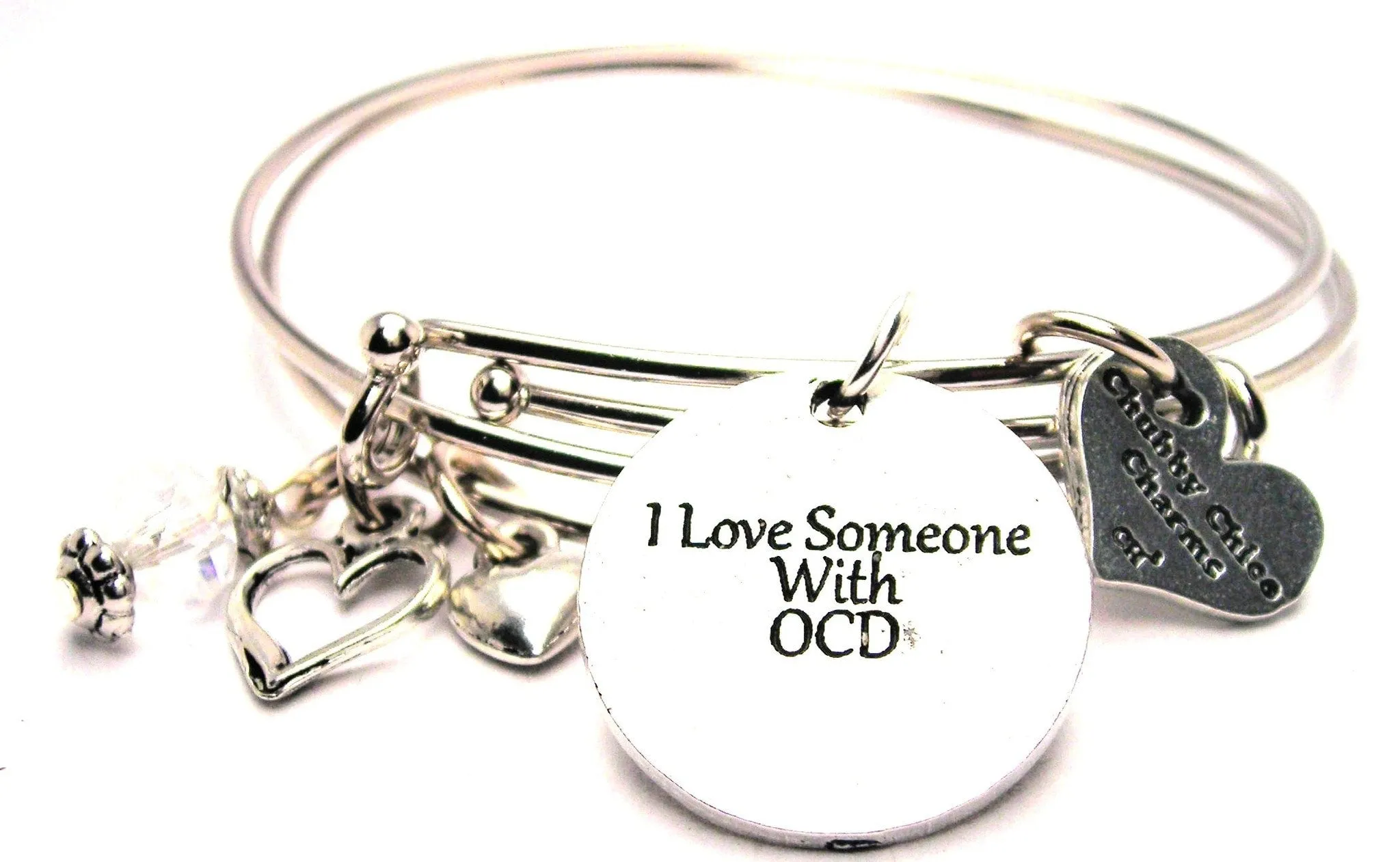 I Love Someone With OCD Expandable Bangle Bracelet Set