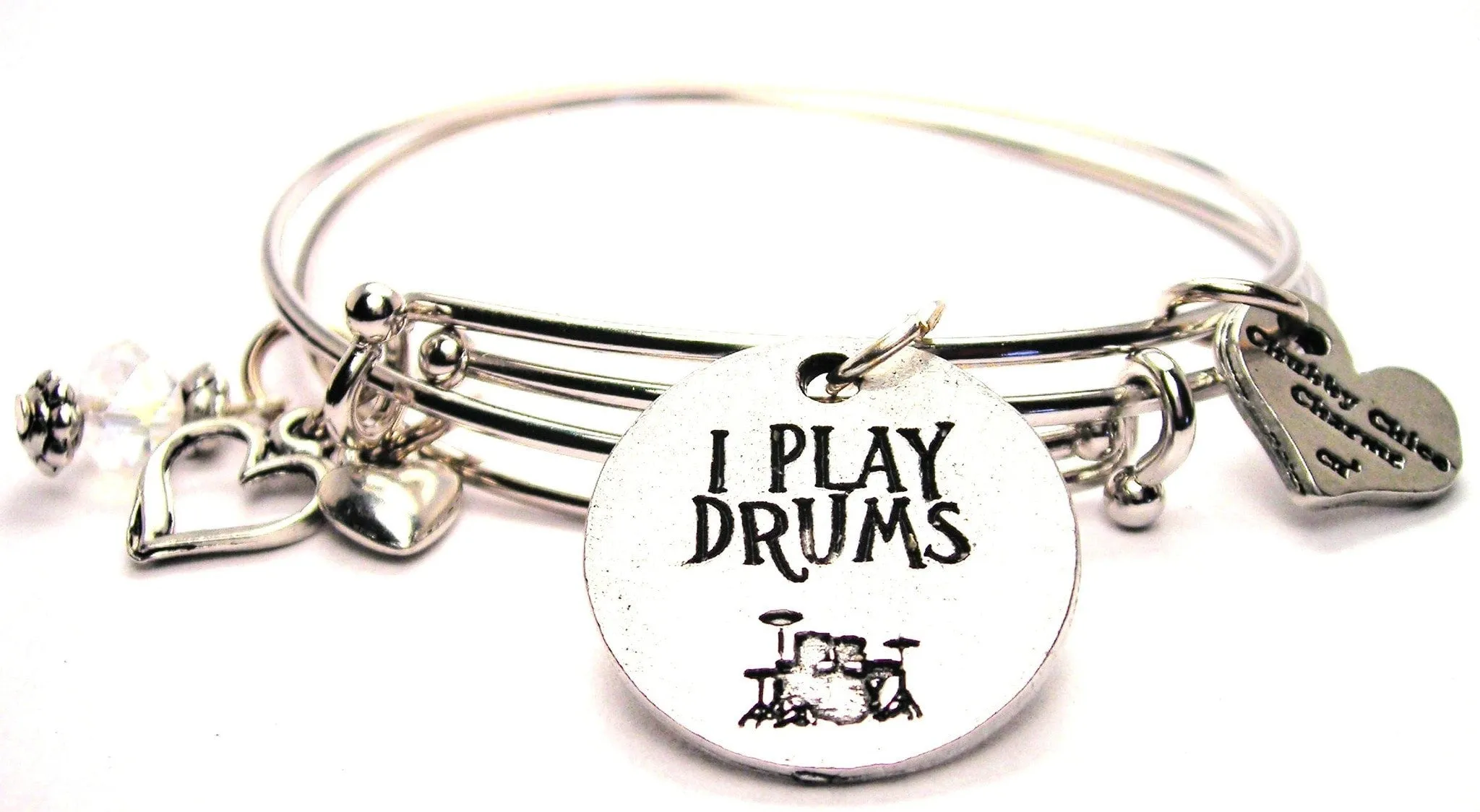 I Play Drums Expandable Bangle Bracelet Set