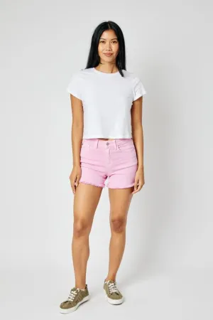 Judy Blue Light Pink Fray Shorts