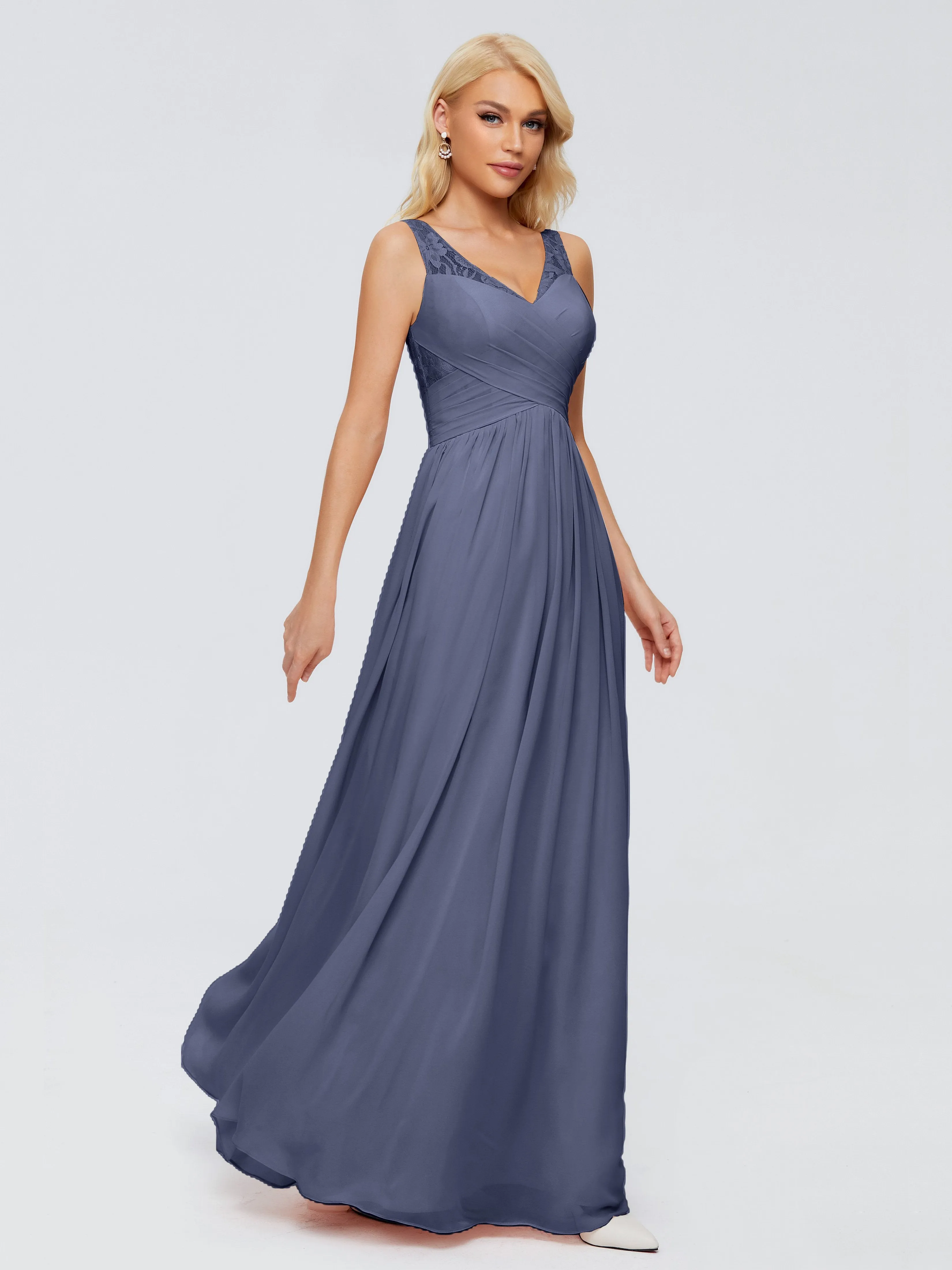 Kayla Gorgeous Straps Lace Chiffon Bridesmaid Dresses