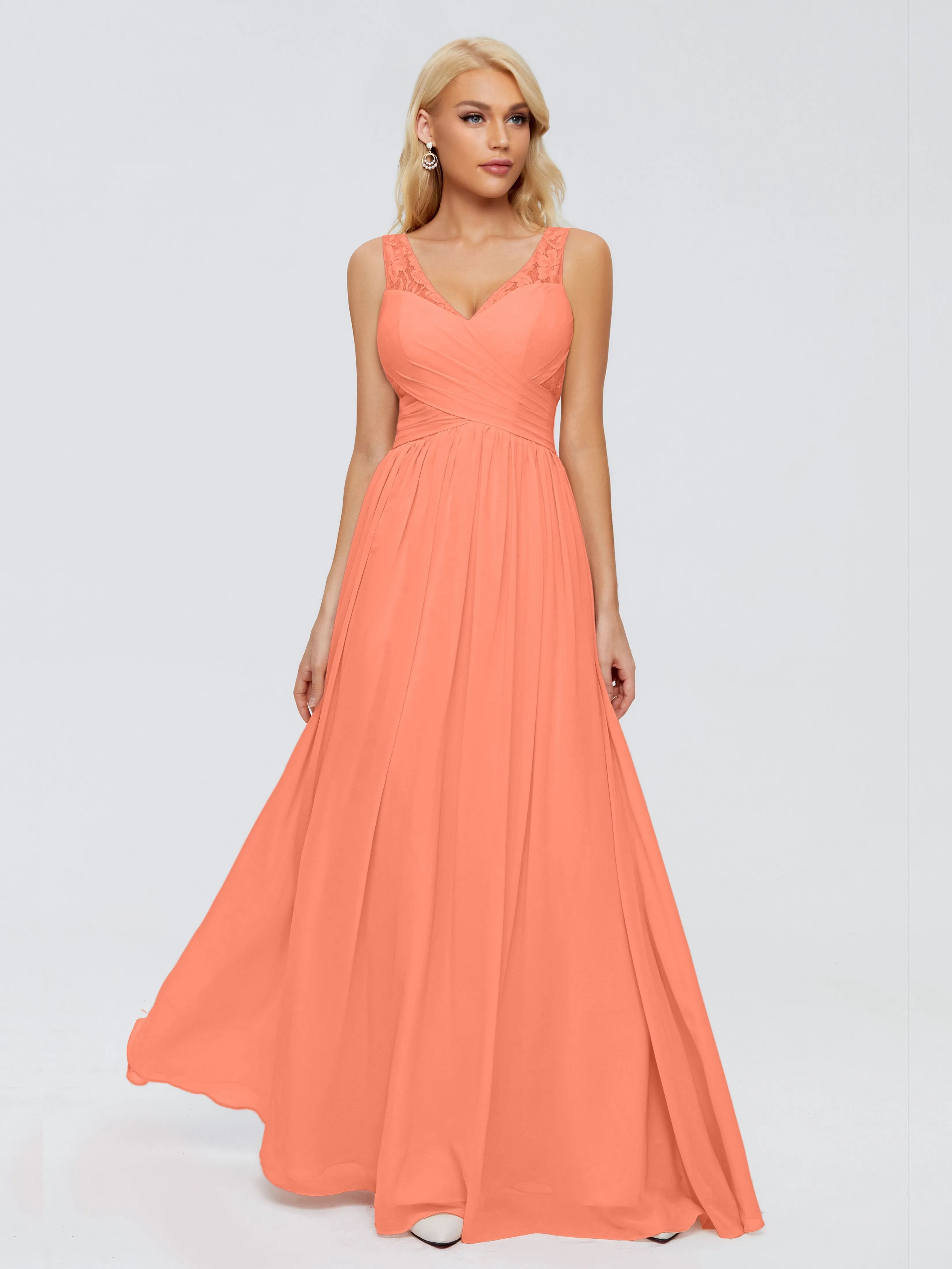 Kayla Gorgeous Straps Lace Chiffon Bridesmaid Dresses