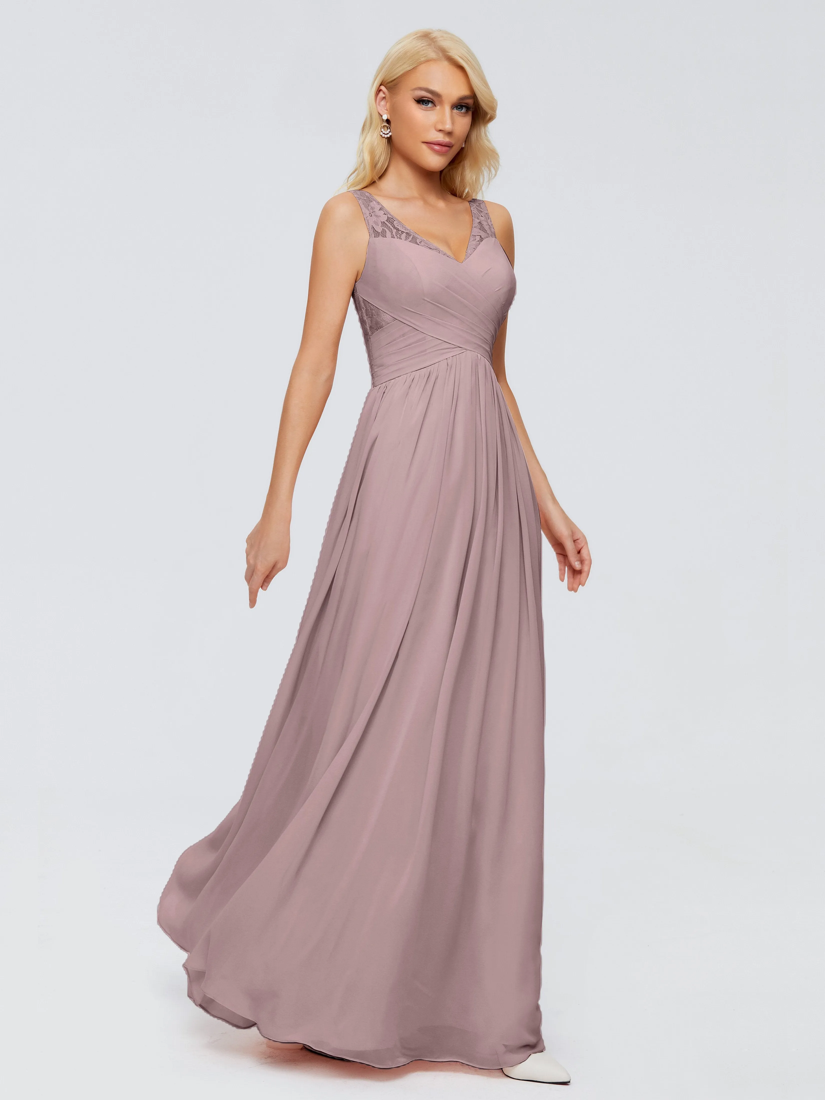 Kayla Gorgeous Straps Lace Chiffon Bridesmaid Dresses