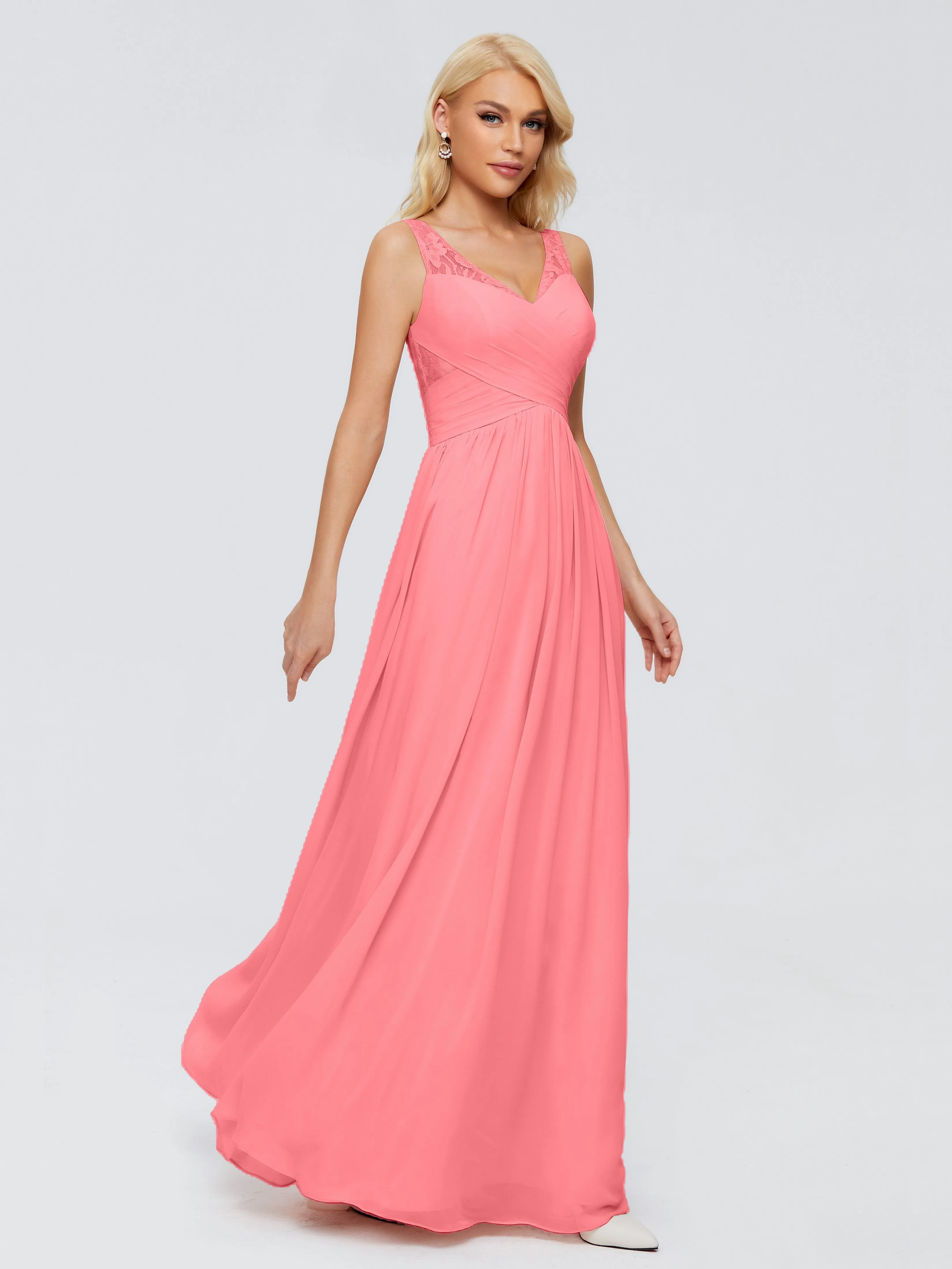 Kayla Gorgeous Straps Lace Chiffon Bridesmaid Dresses