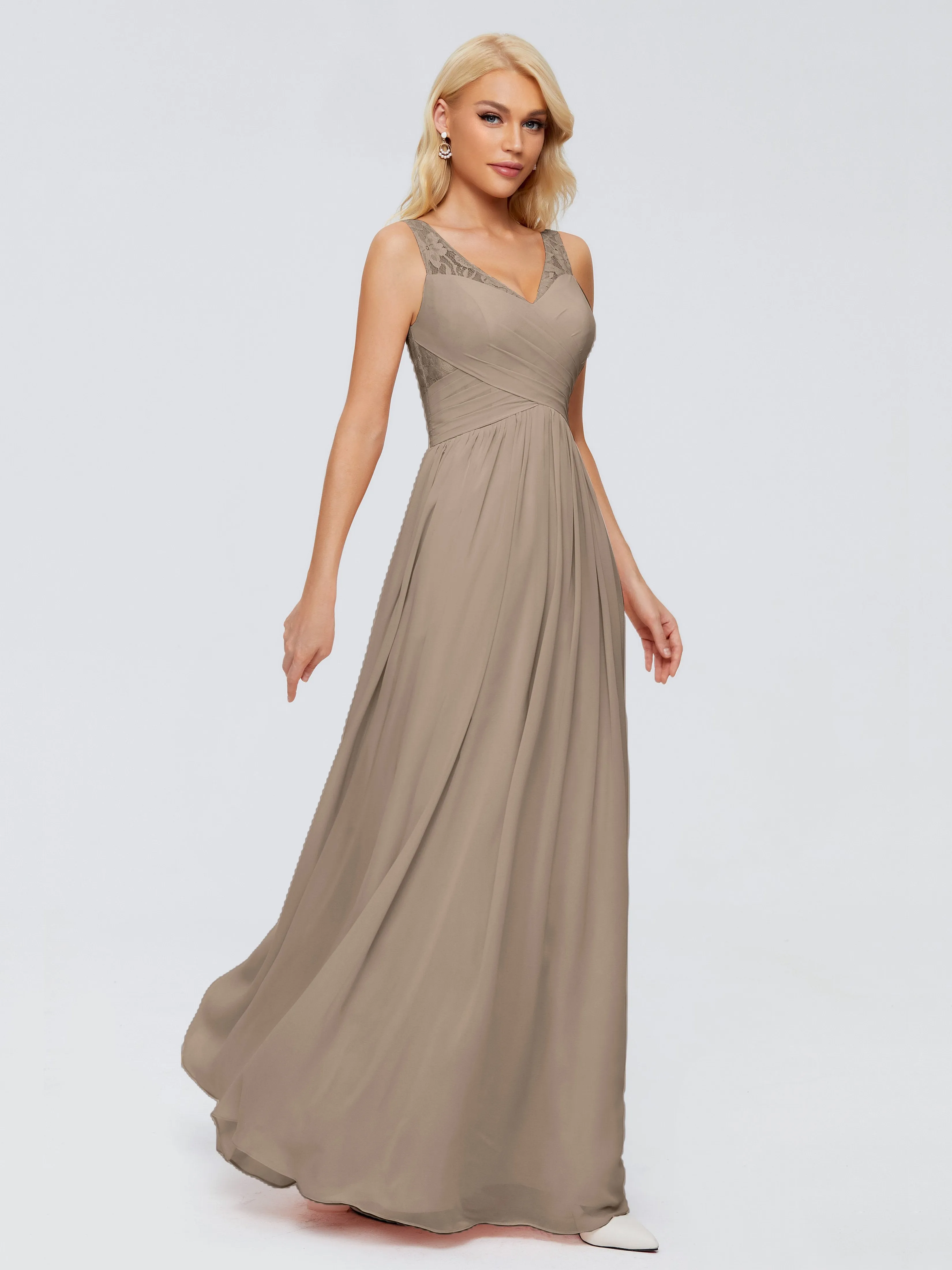 Kayla Gorgeous Straps Lace Chiffon Bridesmaid Dresses