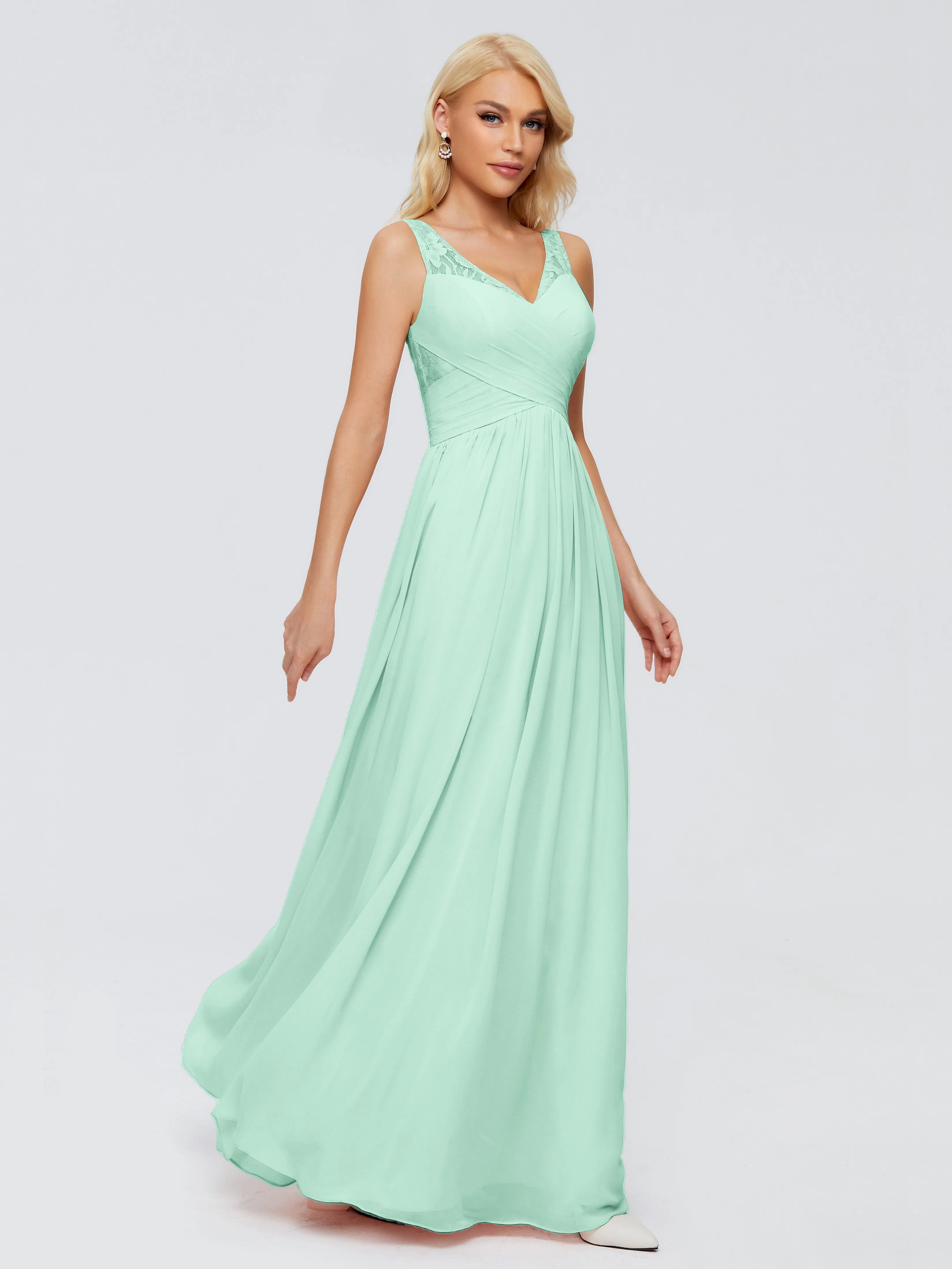 Kayla Gorgeous Straps Lace Chiffon Bridesmaid Dresses