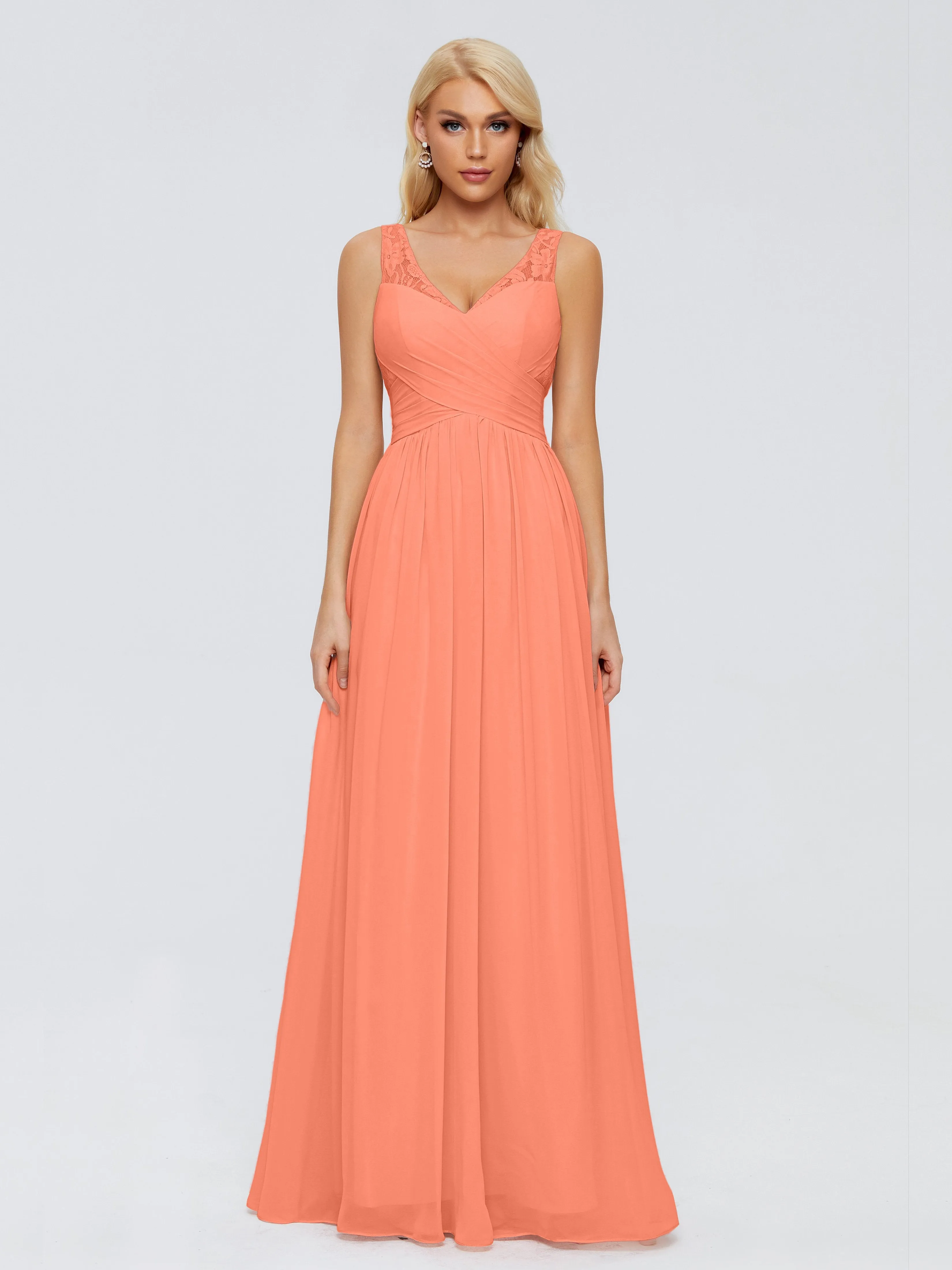 Kayla Gorgeous Straps Lace Chiffon Bridesmaid Dresses