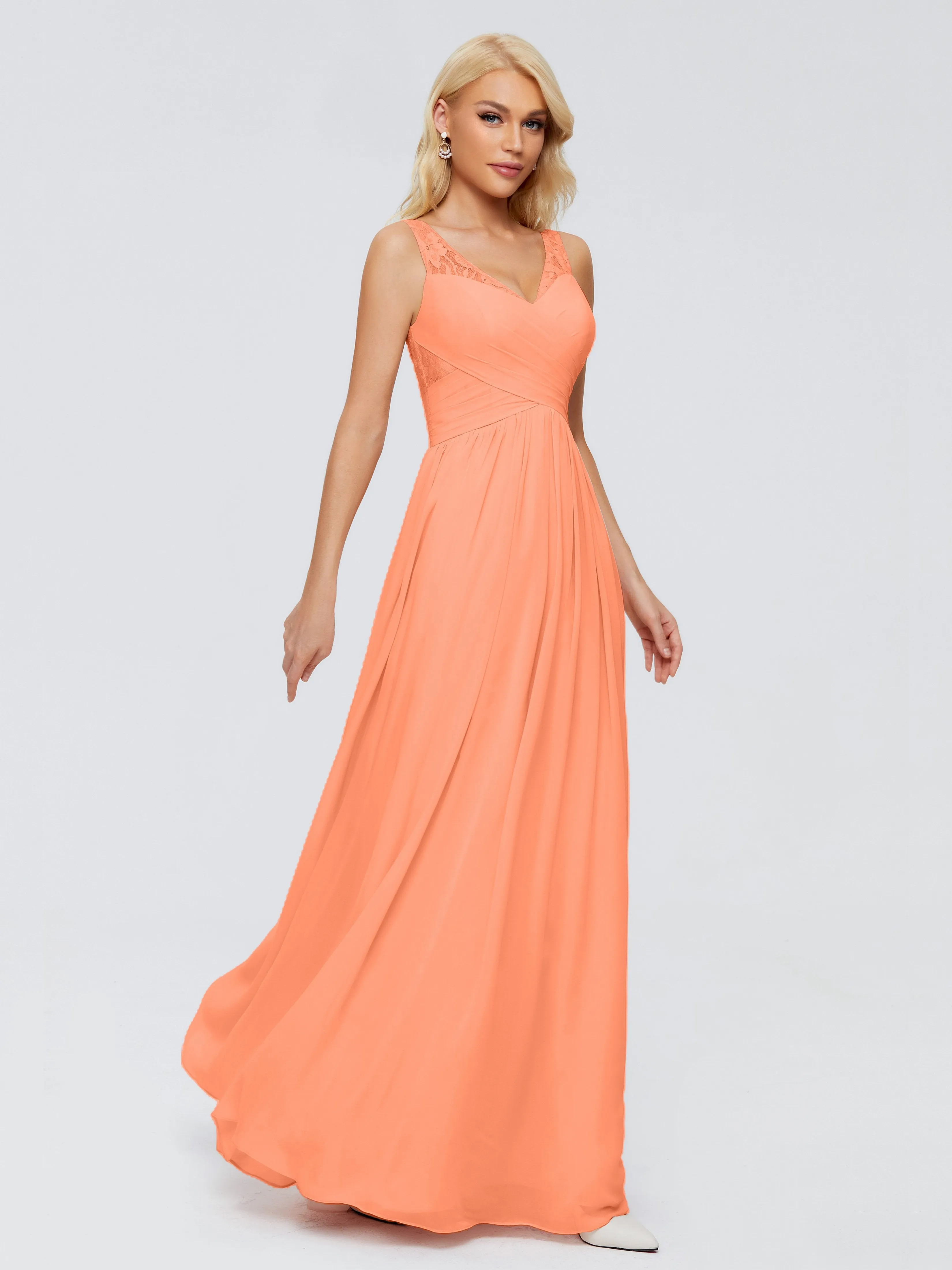 Kayla Gorgeous Straps Lace Chiffon Bridesmaid Dresses