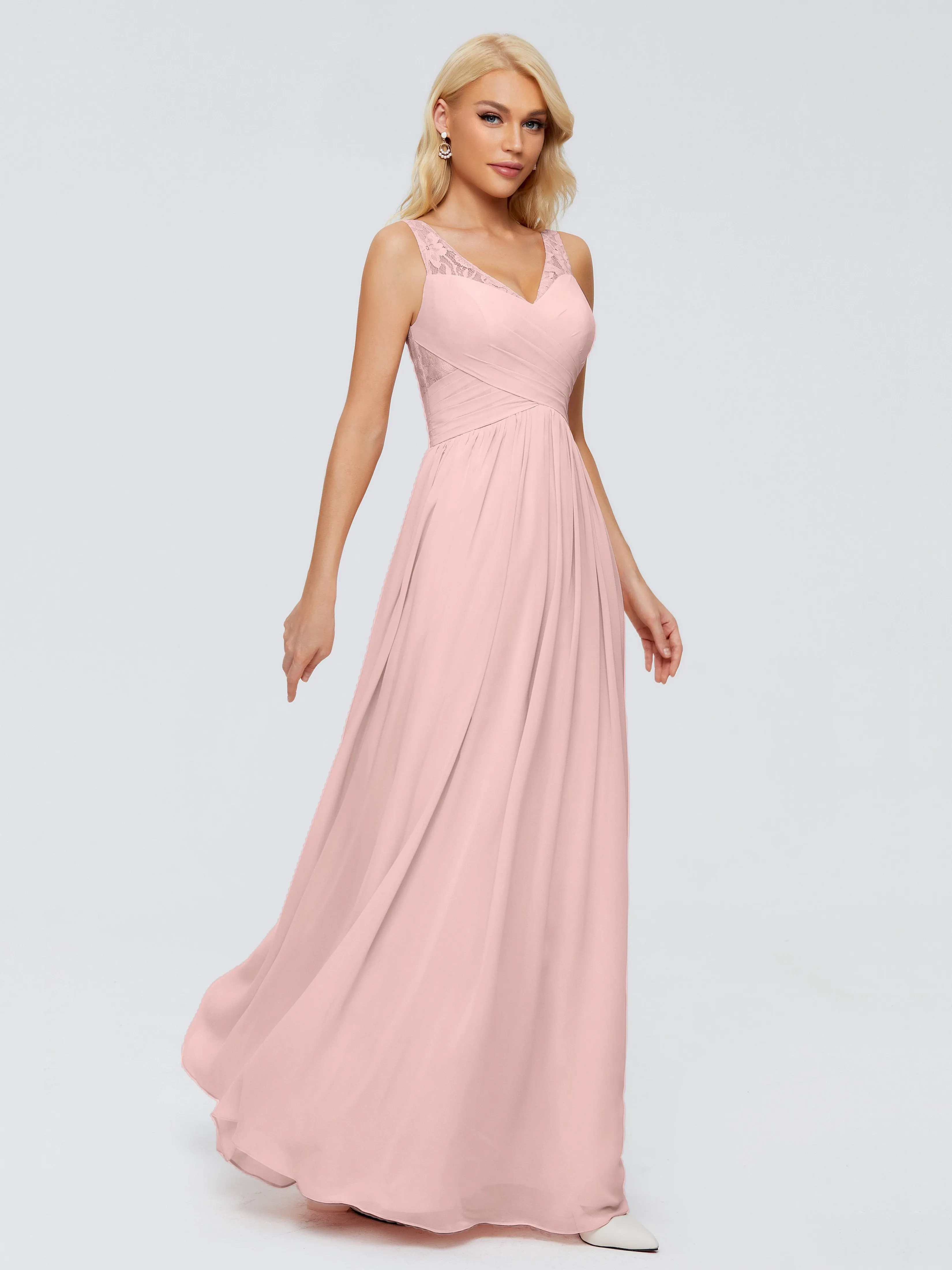 Kayla Gorgeous Straps Lace Chiffon Bridesmaid Dresses