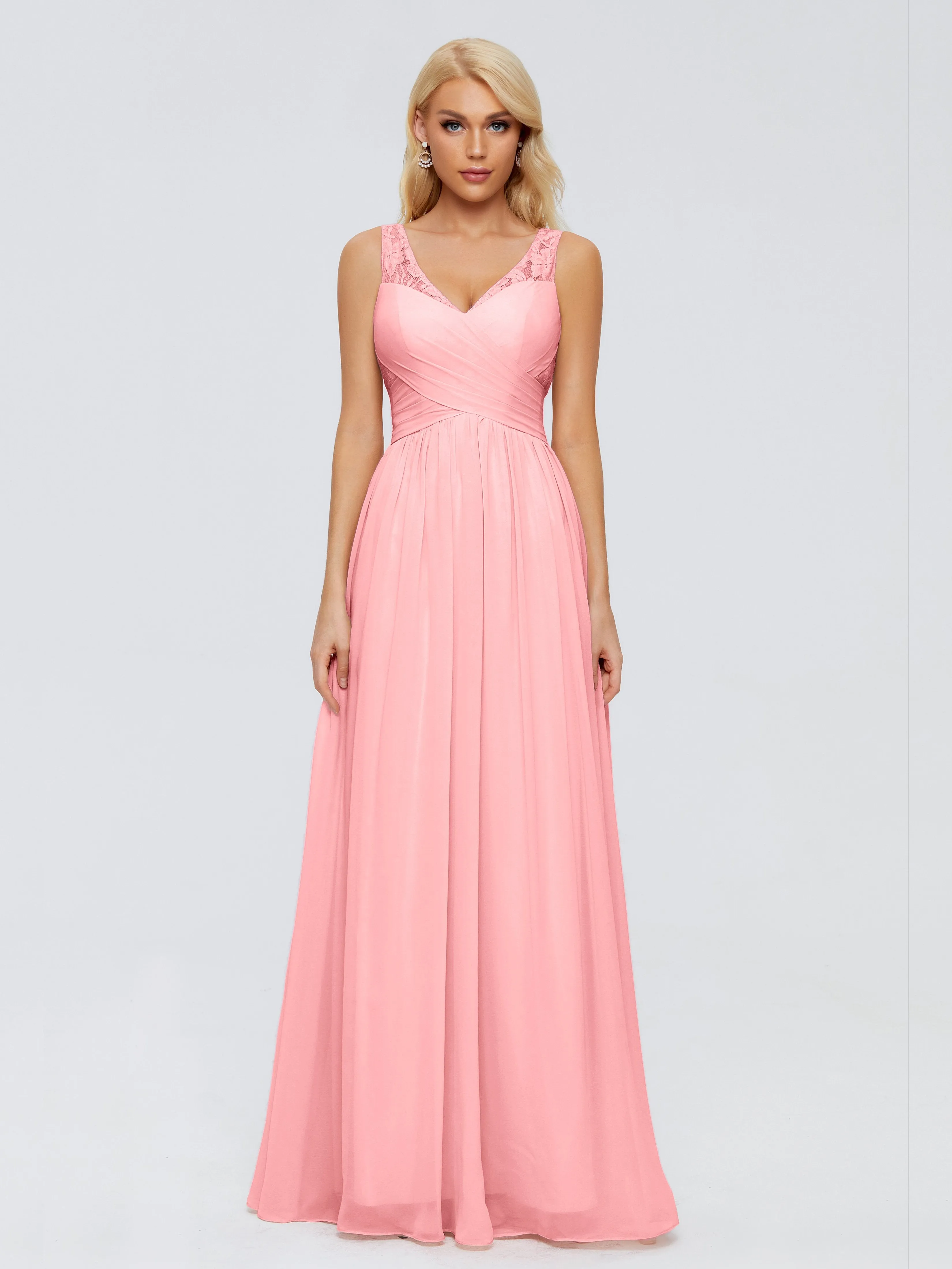 Kayla Gorgeous Straps Lace Chiffon Bridesmaid Dresses