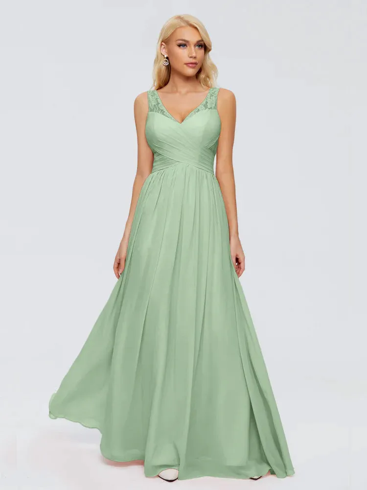 Kayla Gorgeous Straps Lace Chiffon Bridesmaid Dresses