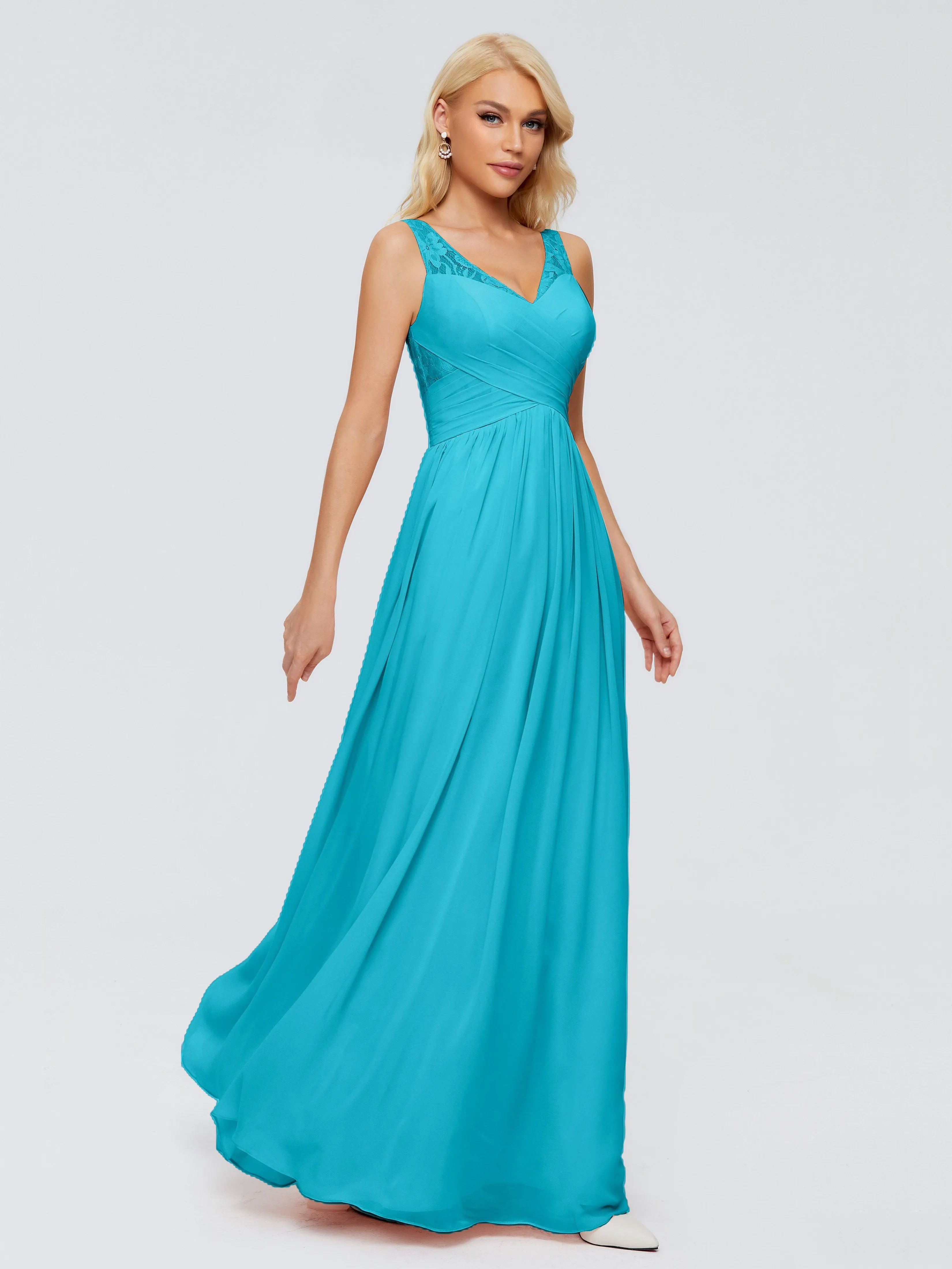 Kayla Gorgeous Straps Lace Chiffon Bridesmaid Dresses