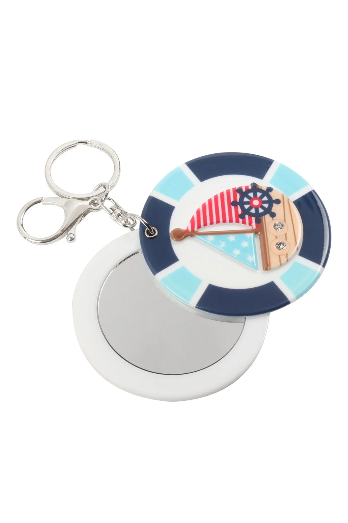 Kc417x026 - Sail Boat With Mirron Keychain