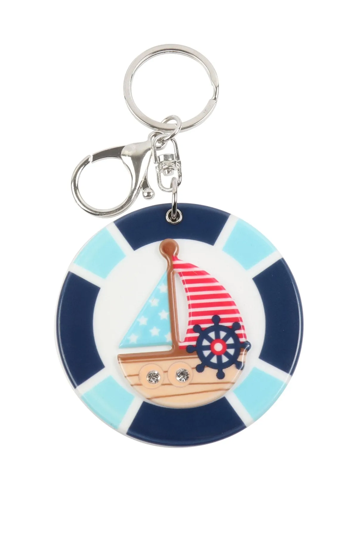 Kc417x026 - Sail Boat With Mirron Keychain