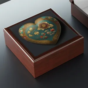 Keepsake Heart Wood Keepsake Jewelry Box with Ceramic Tile Cover