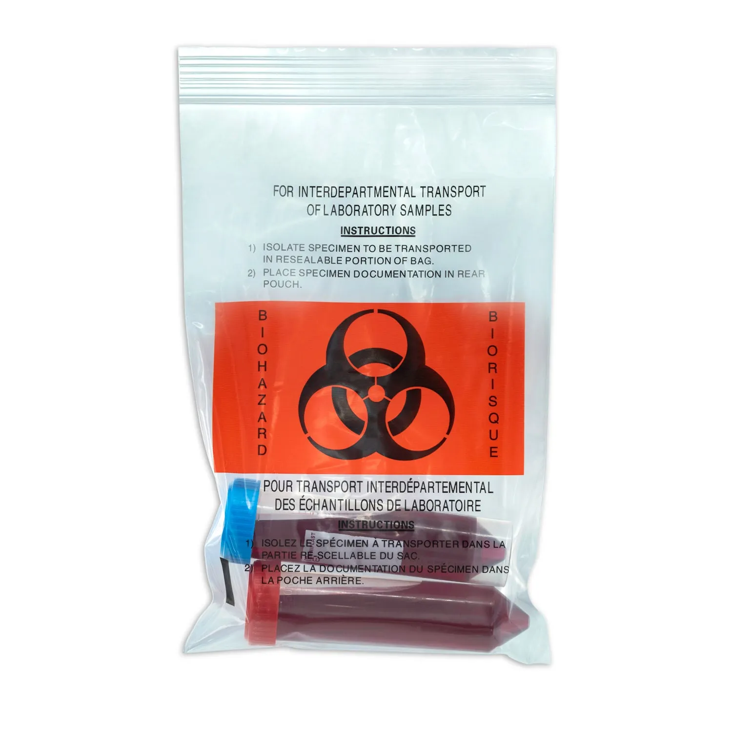 Laboratory Sample Bag/Biohazard Specimen Bag with Outside Pocket - Hospital Grade