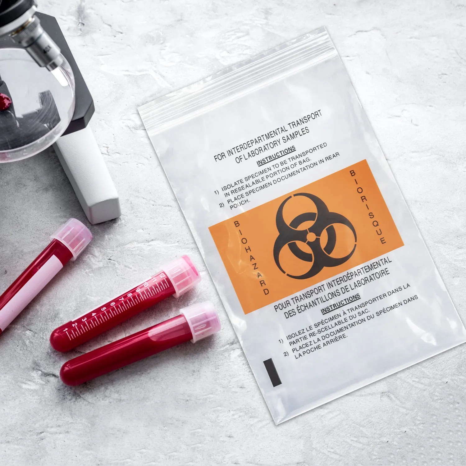 Laboratory Sample Bag/Biohazard Specimen Bag with Outside Pocket - Hospital Grade