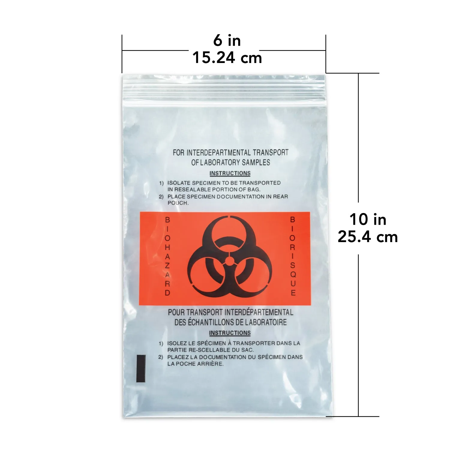 Laboratory Sample Bag/Biohazard Specimen Bag with Outside Pocket - Hospital Grade