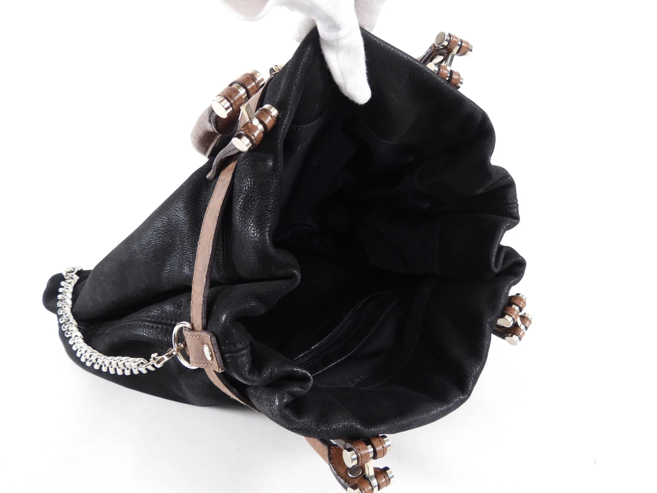 Lanvin Black Leather Two-Way Chain Strap Bag