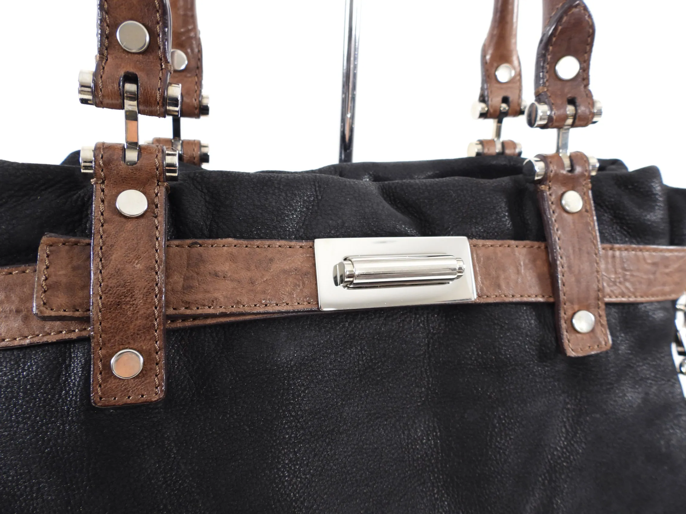 Lanvin Black Leather Two-Way Chain Strap Bag