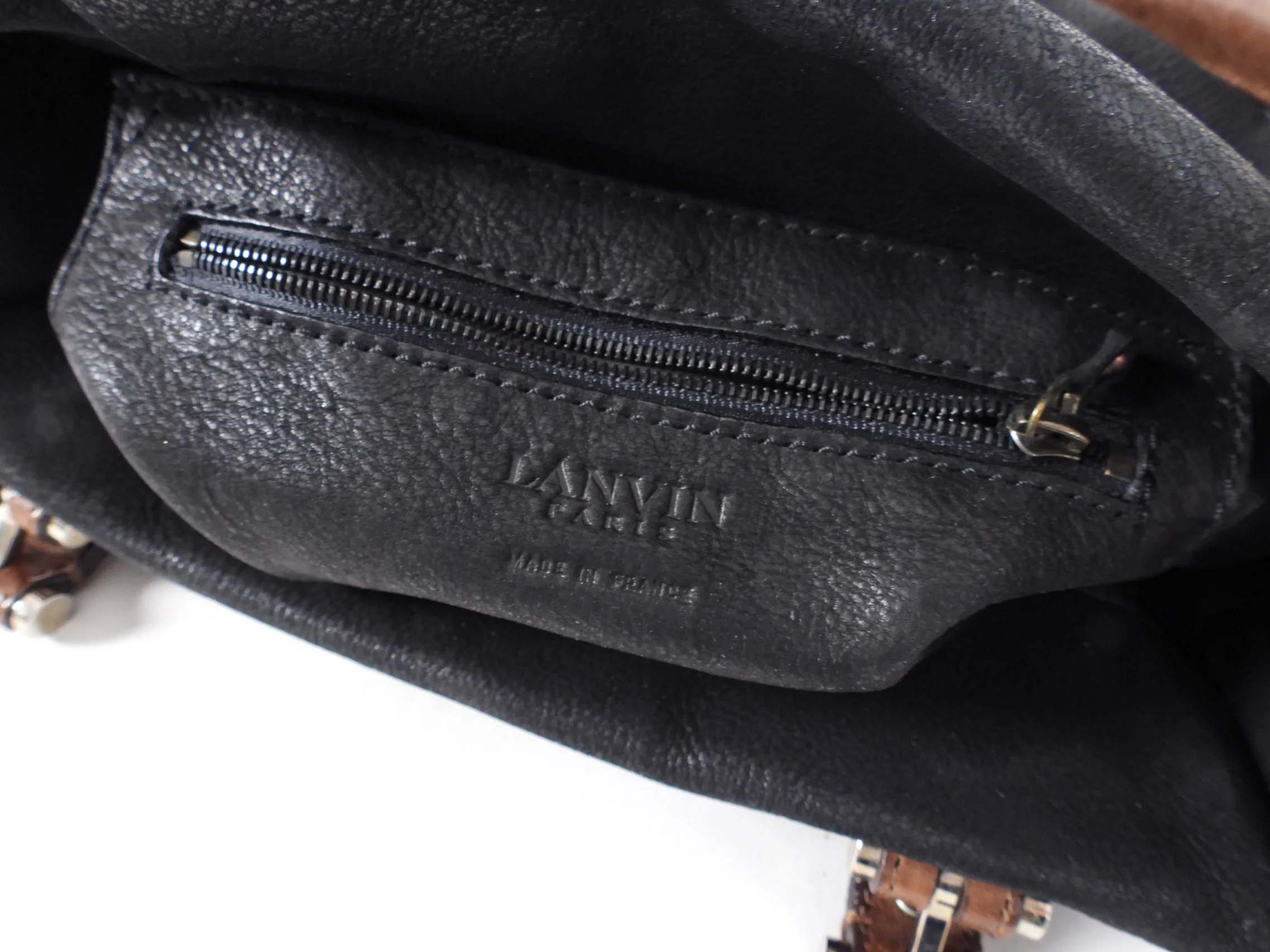 Lanvin Black Leather Two-Way Chain Strap Bag