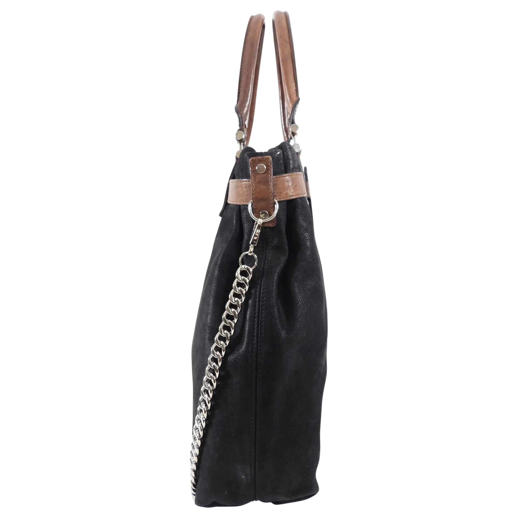 Lanvin Black Leather Two-Way Chain Strap Bag