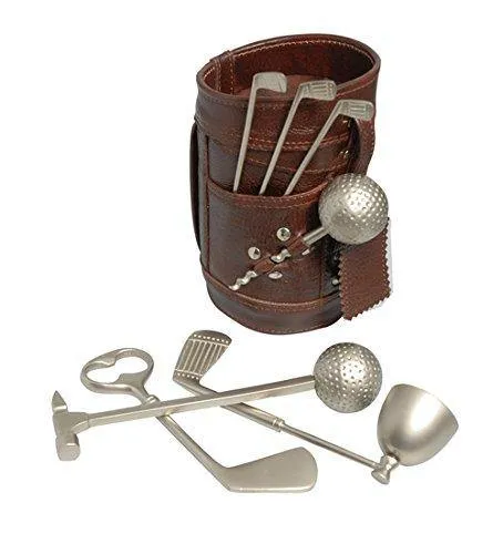 Lavanaya Silver Exclusive Golf Bar Set with Leatherette Bag & Beautiful Box (Metalic)