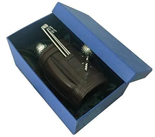 Lavanaya Silver Exclusive Golf Bar Set with Leatherette Bag & Beautiful Box (Metalic)