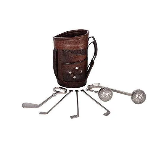 Lavanaya Silver Exclusive Golf Bar Set with Leatherette Bag & Beautiful Box (Metalic)