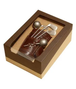 Lavanaya Silver Exclusive Golf Bar Set with Leatherette Bag & Beautiful Box (Metalic)