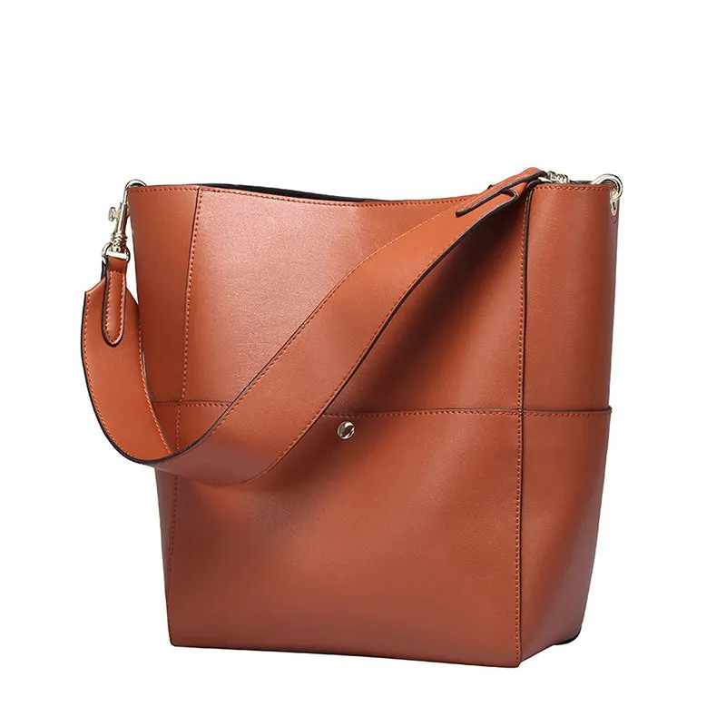 Leather Shoulder Large Bucket Bag