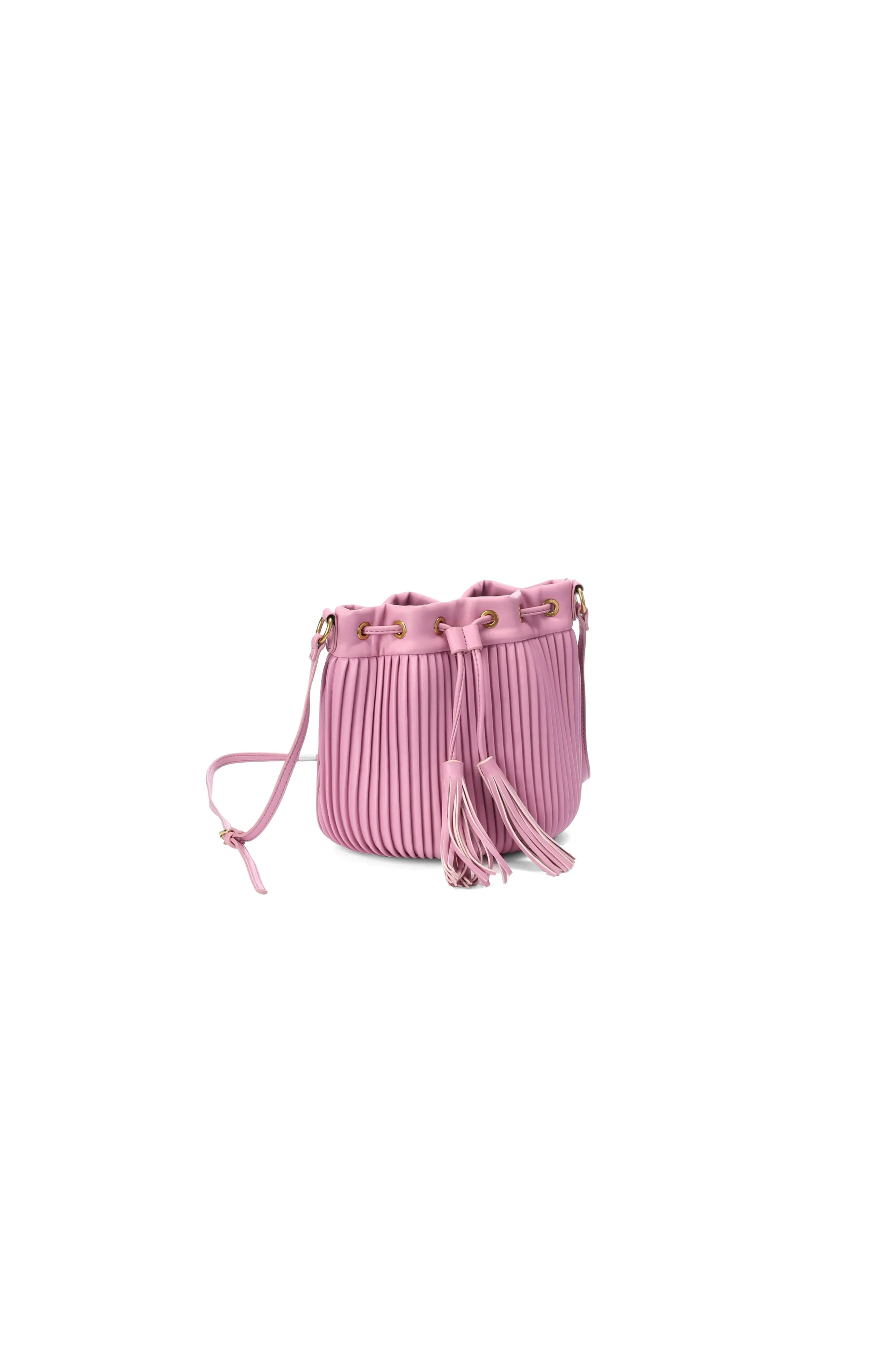 Lilac pleated mini bucket bag