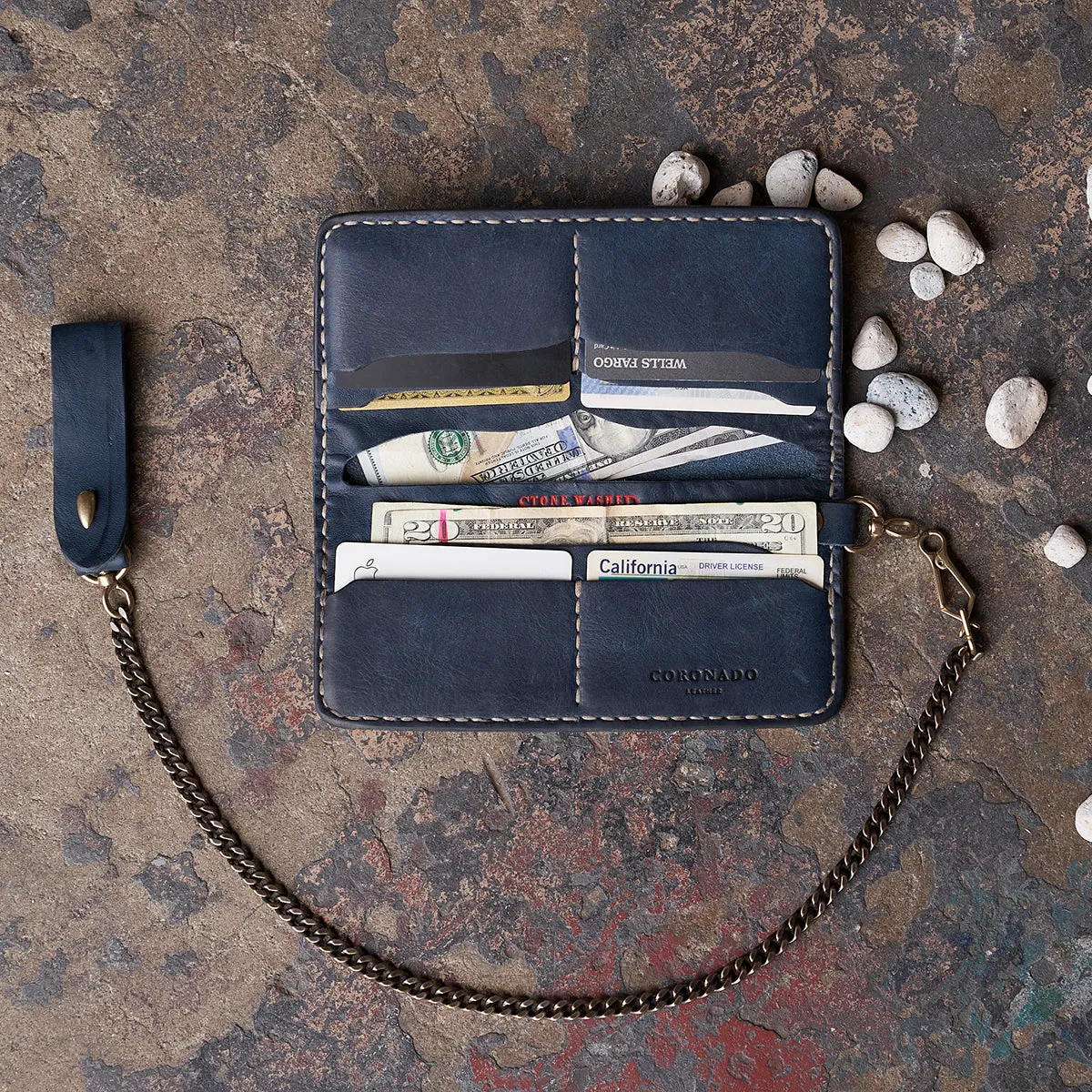 Long Vintage Stone-Washed Wallet | Indigo