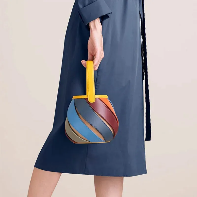 Luxury Brand Designer Fashion Retro Geometric Bucket Bag