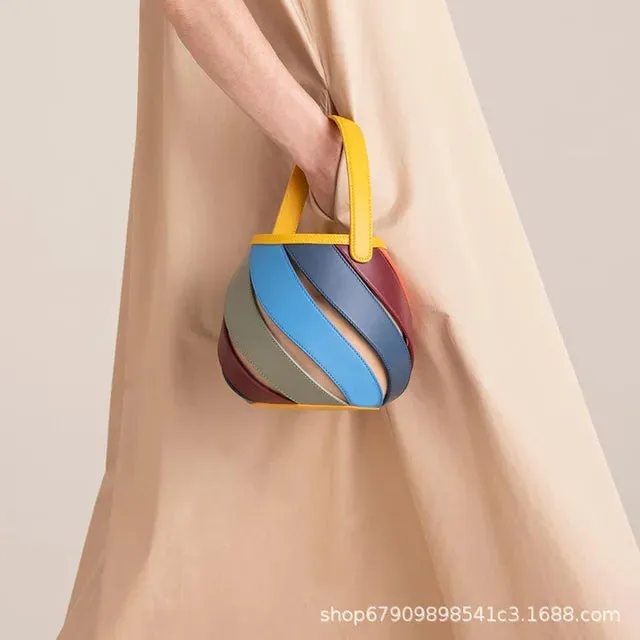 Luxury Brand Designer Fashion Retro Geometric Bucket Bag