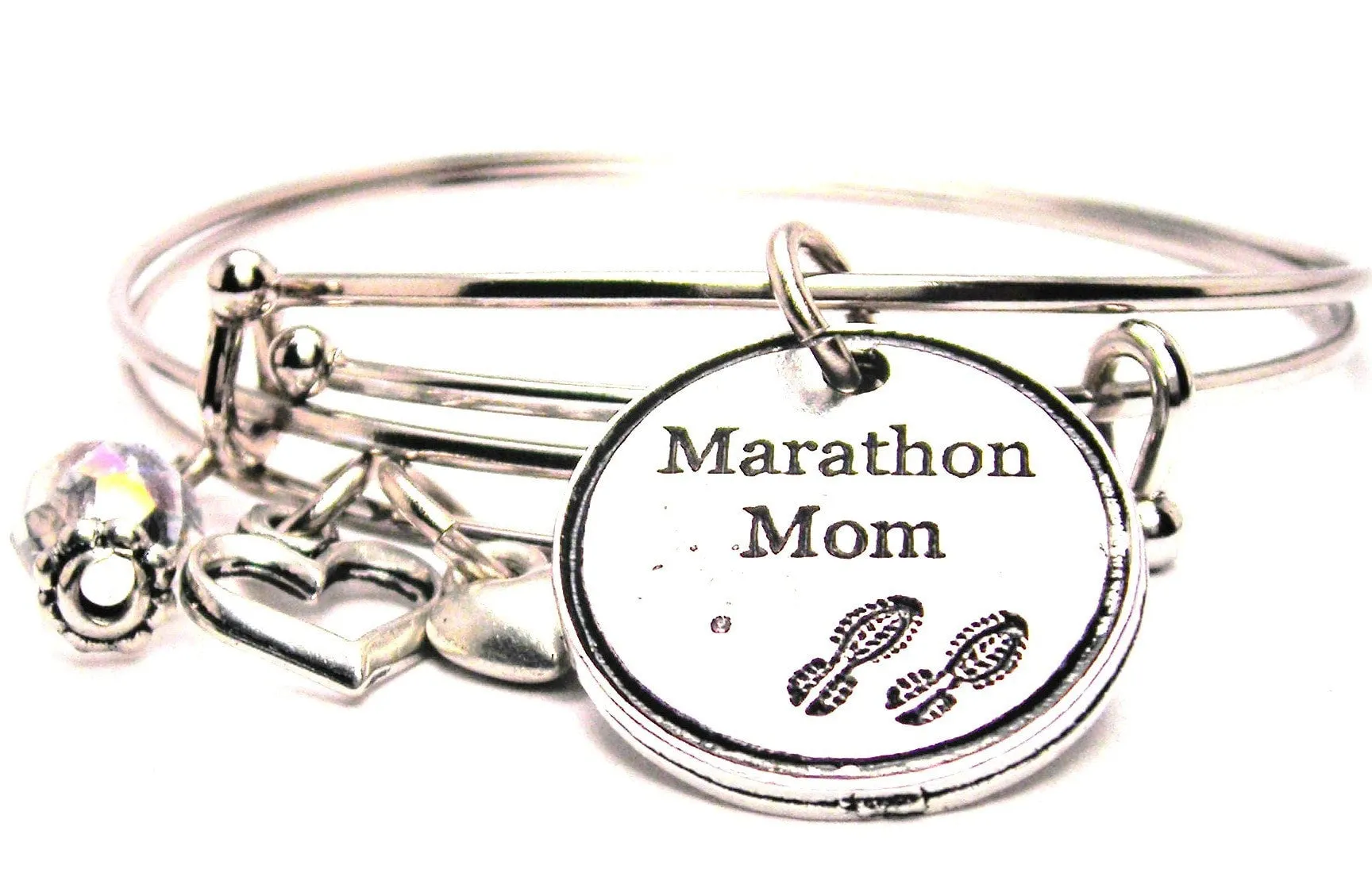 Marathon Mom Expandable Bangle Bracelet Set