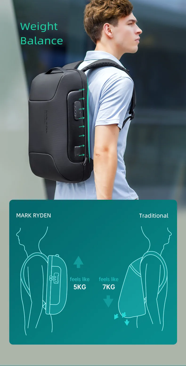 Mark Ryden MR-9116 15.6-inch Laptop Computer Backpack Anti-Theft Password Lock