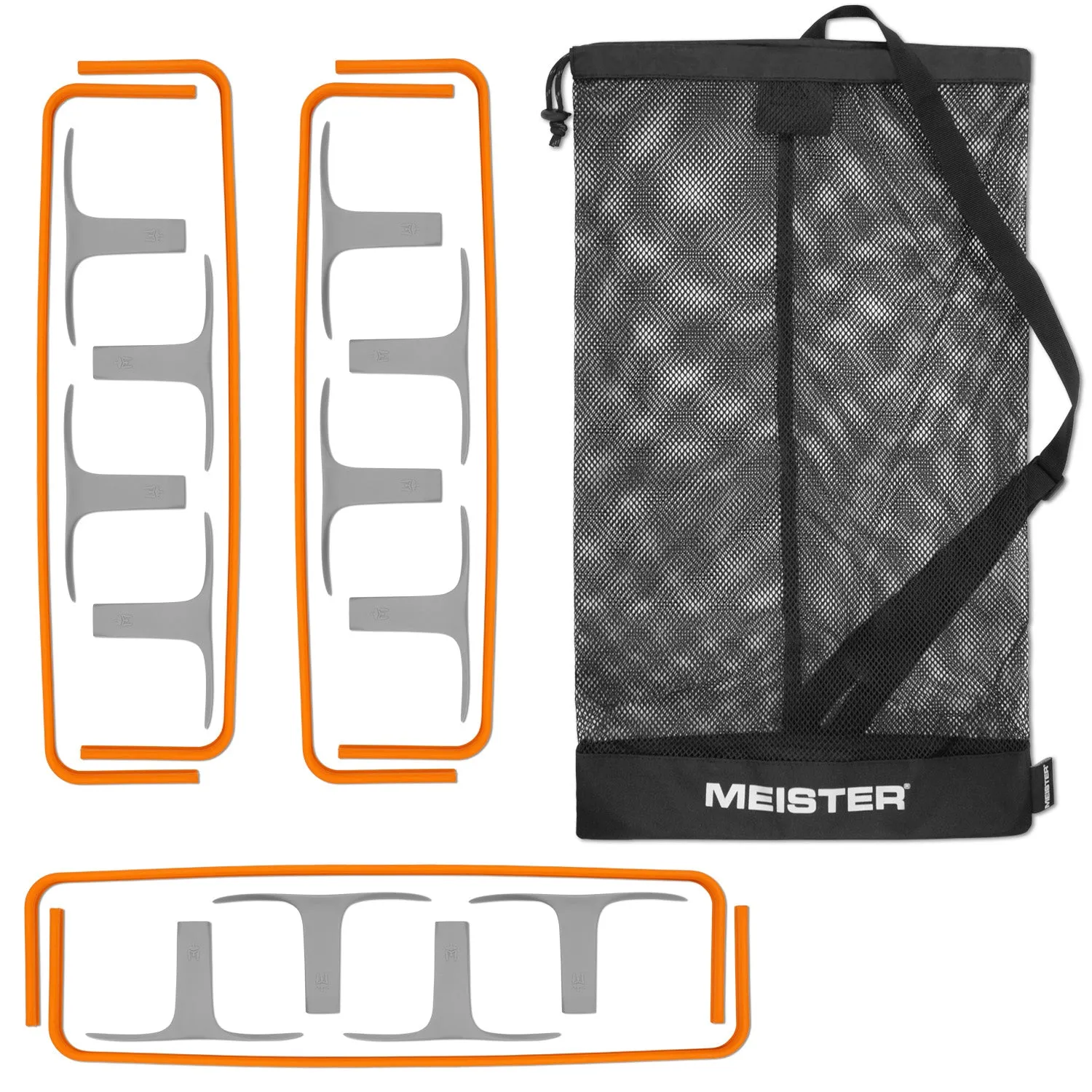 Meister ZoomFlex 6" Agility Hurdles - 6 Pack w/ Carry Bag - Safety Orange