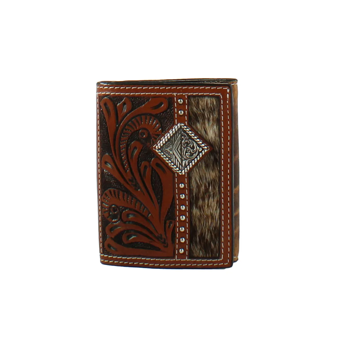 MENS 3D TRIFOLD CALF HAIR WALLET