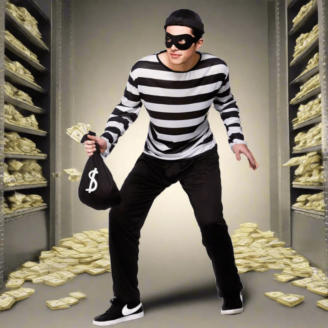 Mens Burglar Bank Robber Fancy Dress Halloween Costume