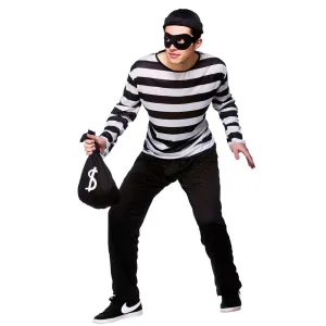 Mens Burglar Bank Robber Fancy Dress Halloween Costume