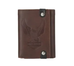 Men's Crazy Horse Eagle Trifold Brown Wallet