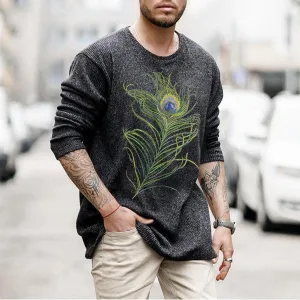 Mens Stylish Gorgeous Feather Knit Sweater