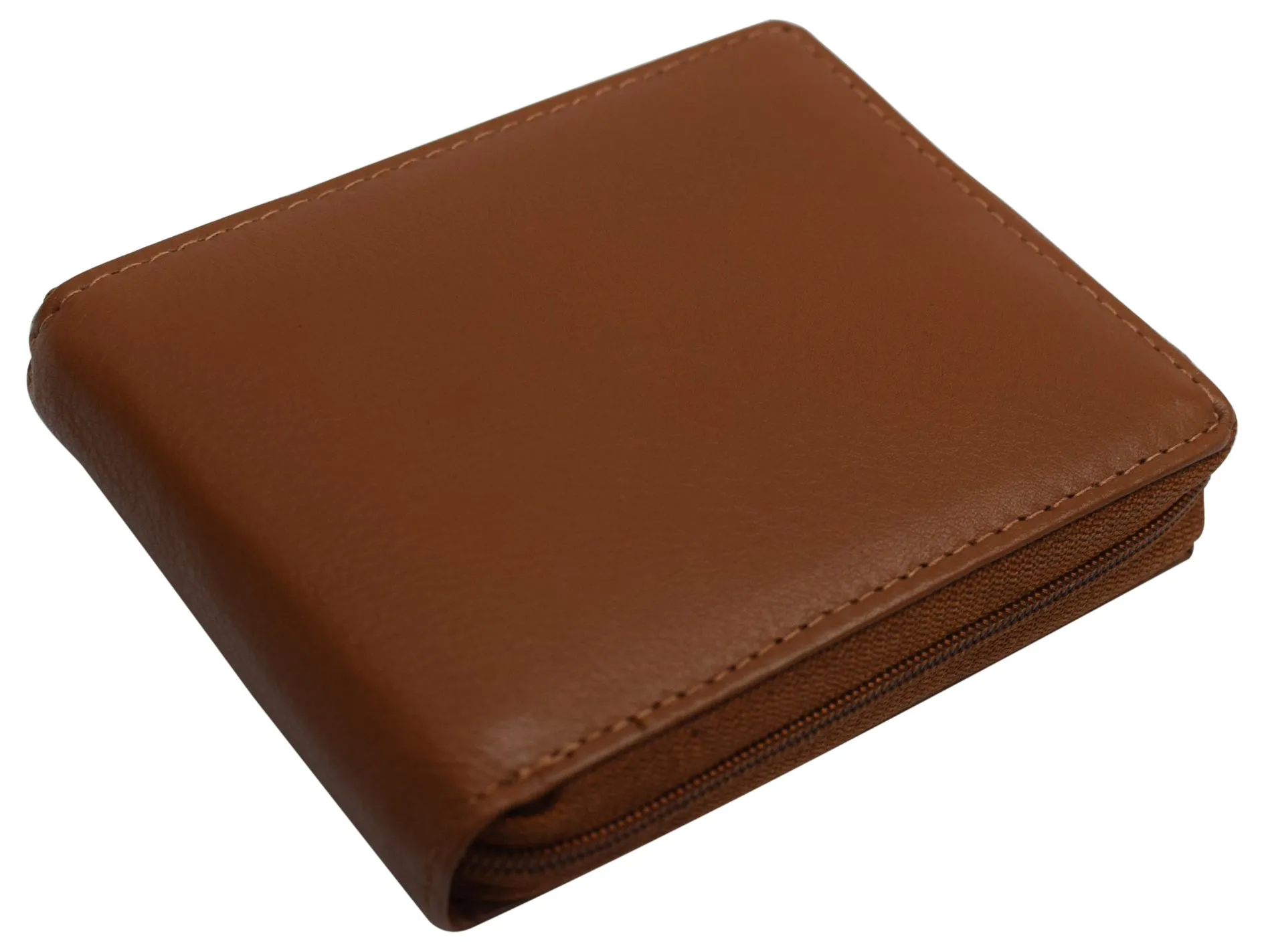 Men's Zipper RFID Blocking Premium Leather Zip-Around ID Bifold Wallet by Swiss Marshall