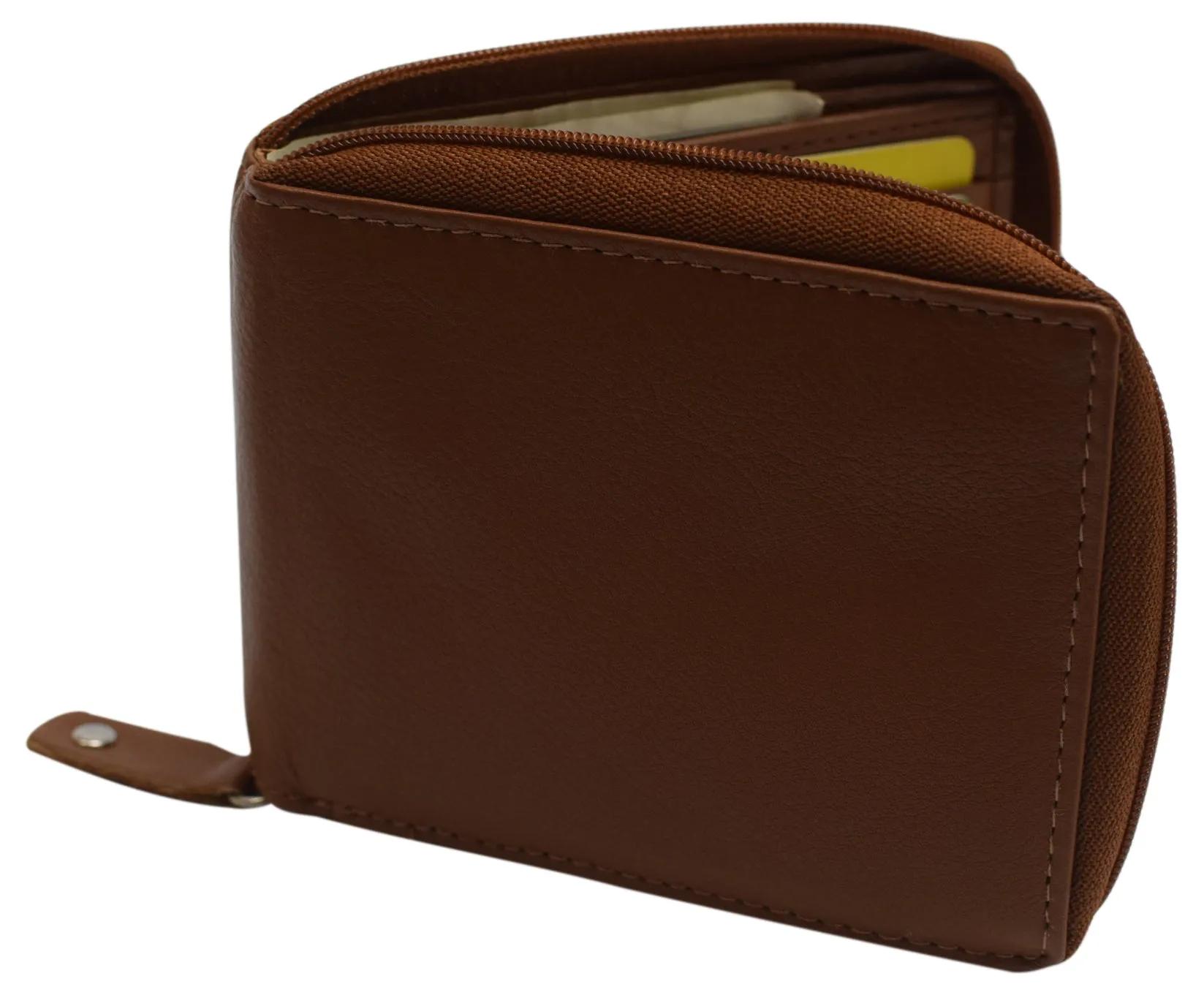 Men's Zipper RFID Blocking Premium Leather Zip-Around ID Bifold Wallet by Swiss Marshall