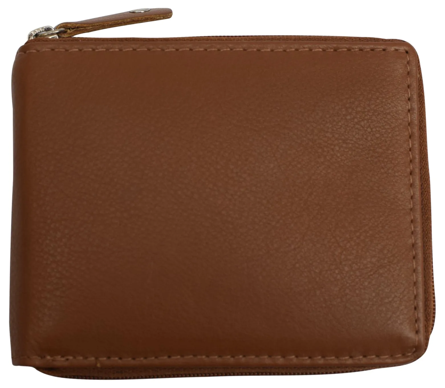 Men's Zipper RFID Blocking Premium Leather Zip-Around ID Bifold Wallet by Swiss Marshall