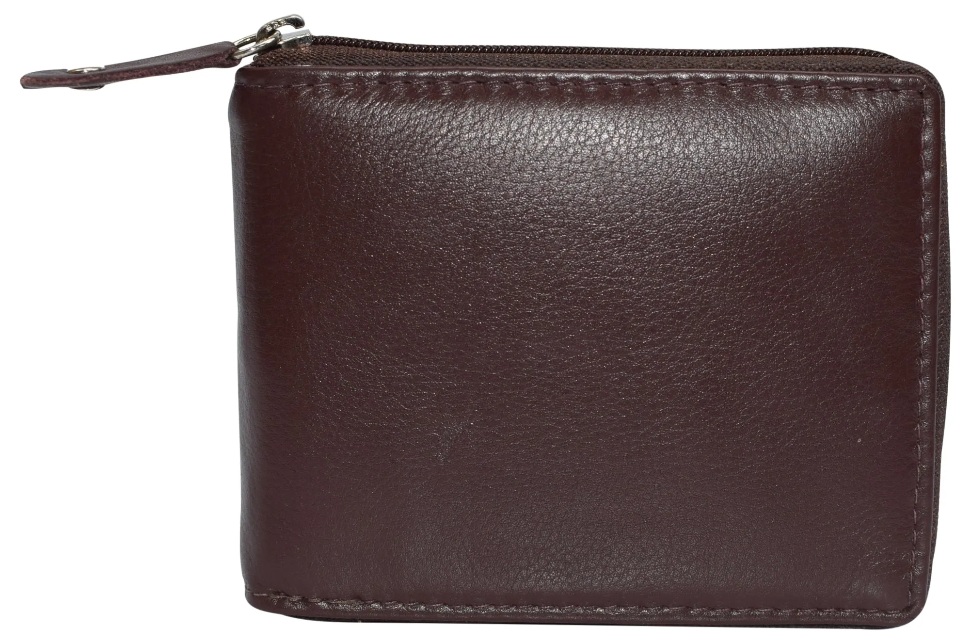 Men's Zipper RFID Blocking Premium Leather Zip-Around ID Bifold Wallet by Swiss Marshall