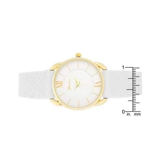 Mina Gold Classic Watch With White Rubber Strap