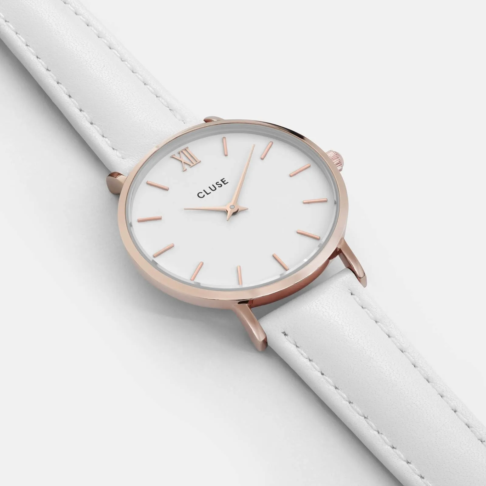 Minuit Leather White, Rose Gold Colour