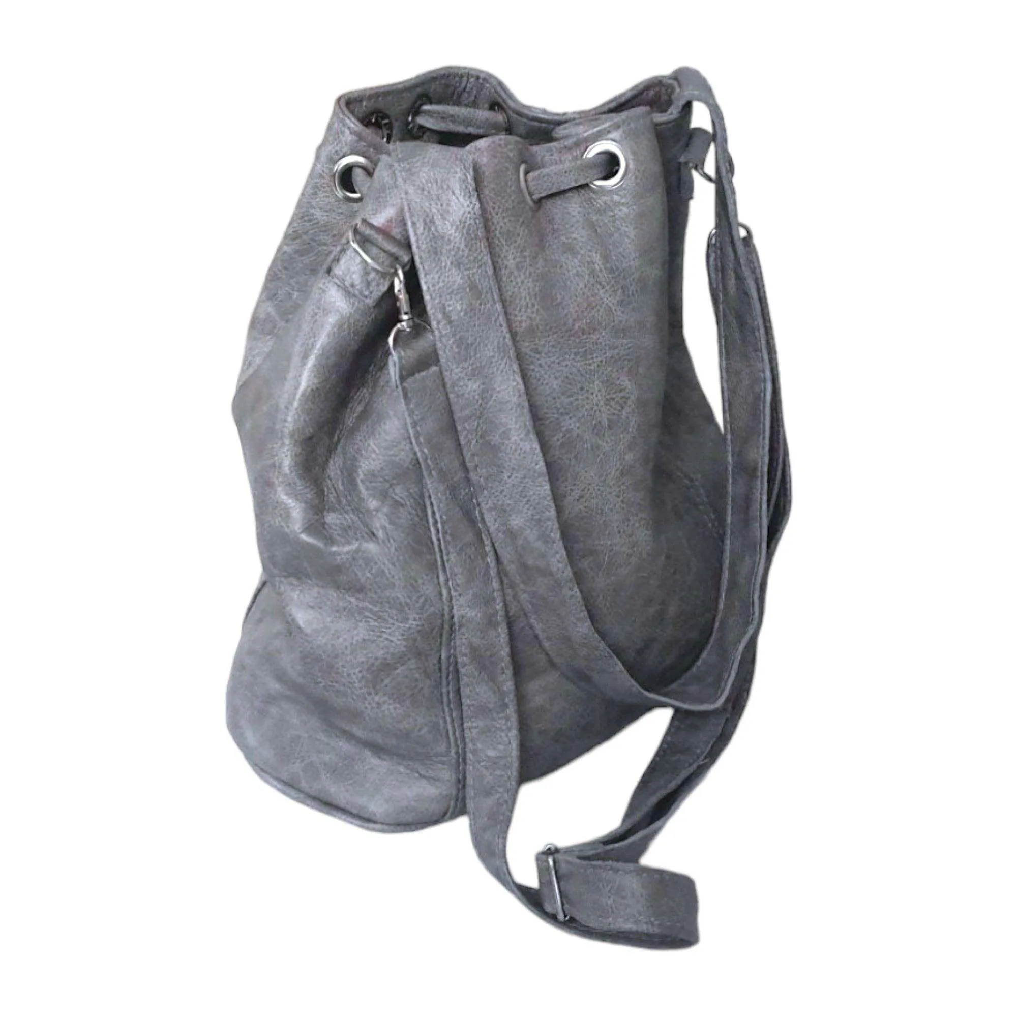 Mirelle Genuine Leather Bucket Drawstring Handbag